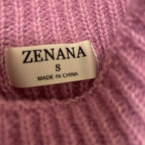 Zenana Mauve Mock Neck Long Sleeve Balloon Sleeve Sweater Knit - Picture 3 of 6